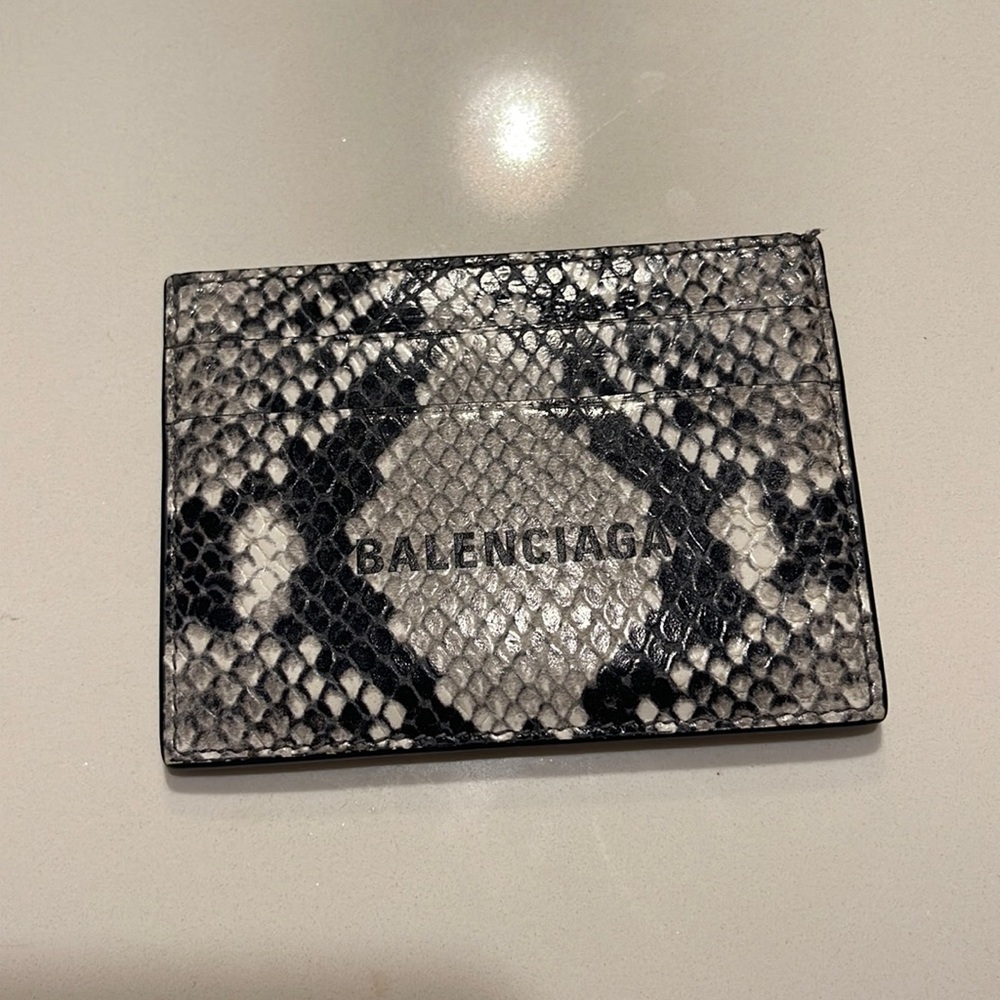 Balenciaga snake skin embossed card case